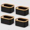 VUSIGN Bamboo Wood Frame Storage Small Black – Small Collapsible Fabric Storage Basket with Bamboo Handles, Black, for Home & Office Organization (4-Pack)